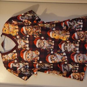 No Brand Name Scrub Top with Holiday Cats XL